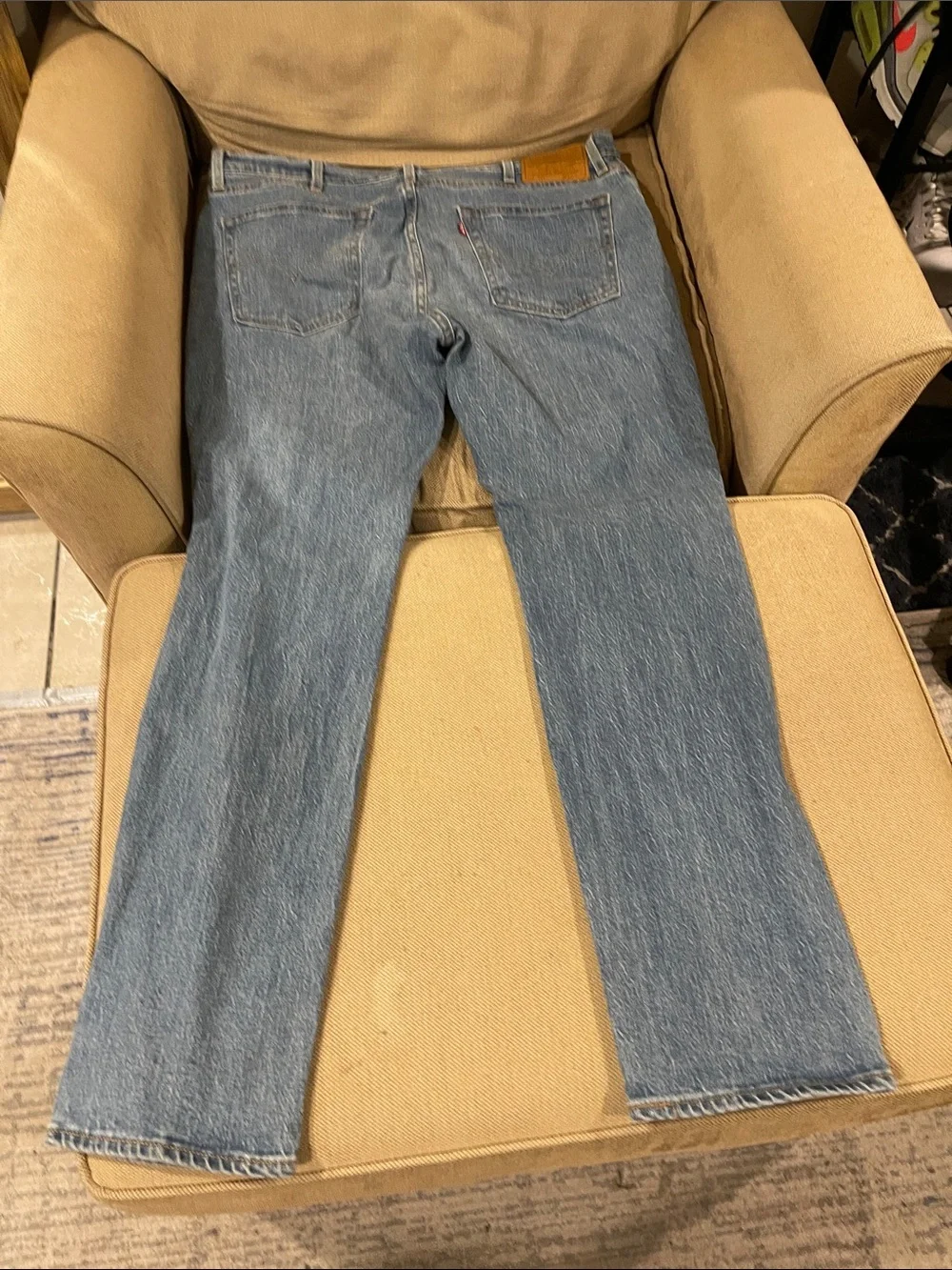 Levi's Men's Distressed Light Blue Straight Jeans-RARE